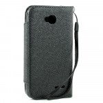 Wholesale LG Optimus L70 Flip Leather Wallet Case with Strap (Black)